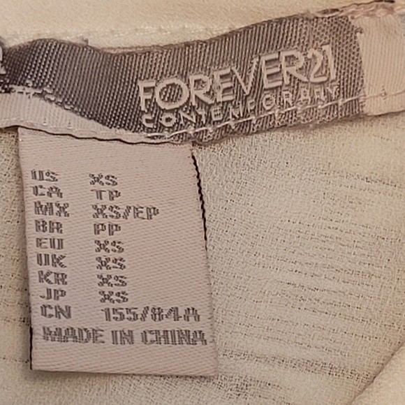 Forever 21 Cream Lace Peplum Chiffon Top | Boho Top | Crop Top - Picture 5 of 12